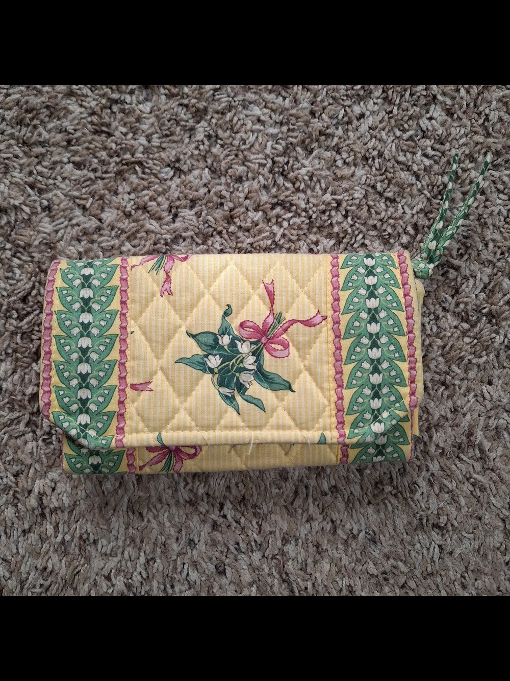 Vintage Vera Bradley New Hope Tri-Fold Wallet Organizer Pouch Yellow Floral
